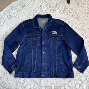 Men's Classic Blue Denim Jacket Embroidered Bud Light logo size 2X